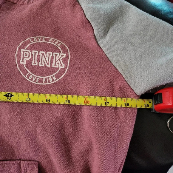 Victoria's Secret Pink Colorblock Perfect Hoodie Small Full Zip Soft Begonia - Picture 4 of 8